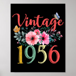 Poster Vintage 1956 Floral Hippie Groovy Wildflower 70º