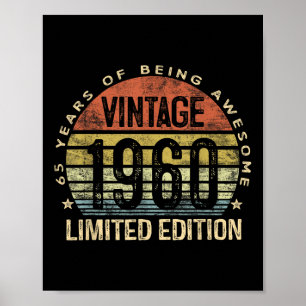 Poster Vintage 1960 Limited Edition, 65 anos, presente 65