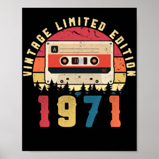 Poster Vintage 1971 Aniversário de fita cassete