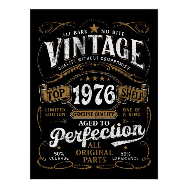 Póster Vintage 1976 Birthday Aged To Perfection 50th  (Frente)