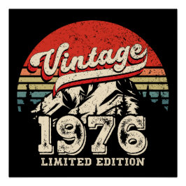 Póster Vintage 1976 Birthday Retro 50th Outdoorsy Bday 