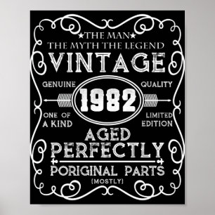 Poster Vintage 1982 Man Myth Legend 39th Birthday