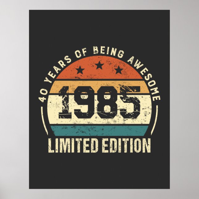 Poster Vintage 1985 Retro 40th Birthday Anniversary Idea (Frente)