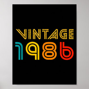 Poster Vintage 1986 Para Homens Mulheres Presente de 40º 