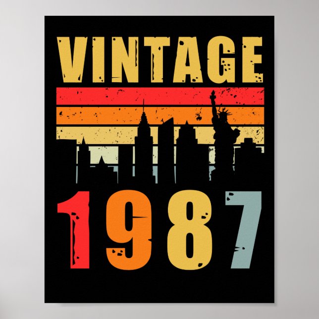 Poster Vintage 1987 Feita Em 1987 (Frente)