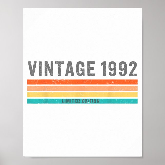 Poster Vintage 1992 Limited Edition - 33rd Birthday Gift  (Frente)