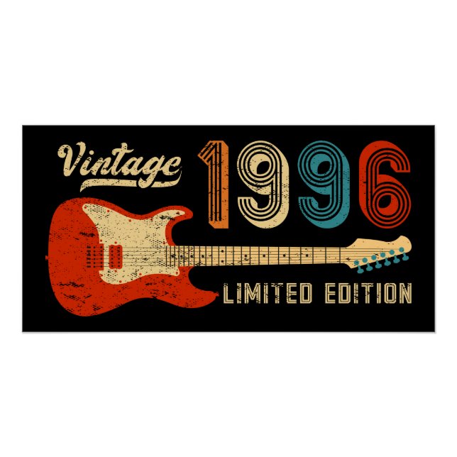 Póster Vintage 1996 Birthday Electric Guitar Lover   (Frente)