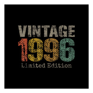 Póster Vintage 1996 Texto Presente de Aniversário de 30 a