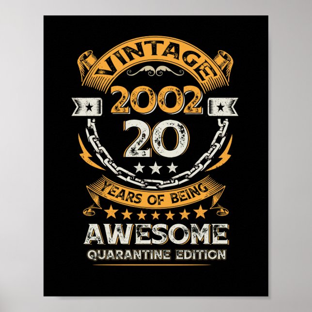 Poster Vintage 2002 20 Aniversário de 20 anos (Frente)