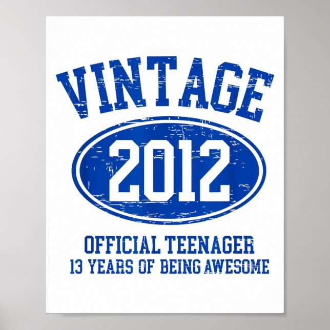 Poster Vintage 2012 Adolescente Oficial Aniversário de 13 (Frente)
