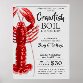Poster Vintage 4 de julho Crawfish Boil Party Restauratio