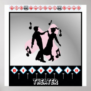 Poster vintage 50 em Rock and Roll Teatro