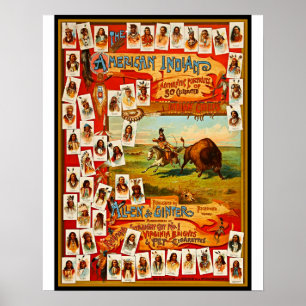 Poster Vintage 50 Famosos Chefes Indianos Nativos