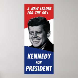Póster Vintage 60s Kennedy para Presidente - Um Novo Líde