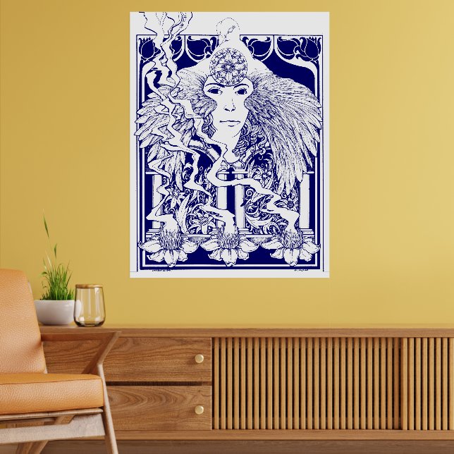 Poster Vintage 60's Psychedelic Art Nouveau Floral (Sala de Estar 2)