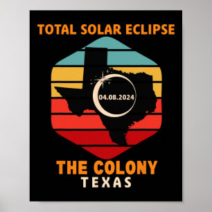 Poster Vintage A Colônia Texas Eclipse Solar Total 2024