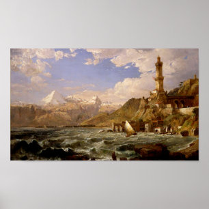 Poster Vintage, a costa da Canvas de Génova