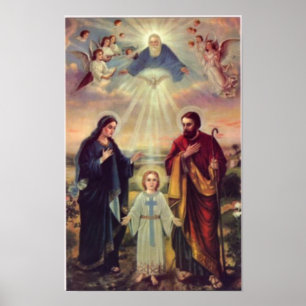 Póster vintage a família sagrada, Jesus cristo, Josef, Ma