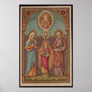 Poster vintage a família santamente, Jesus Cristo, Josef,