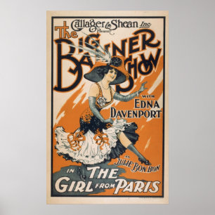 Póster Vintage a menina de Paris