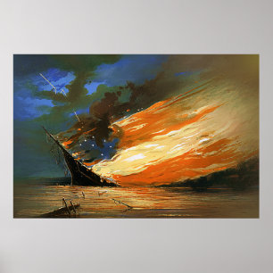Poster Vintage Abstrato Burning Flag Canvas Print