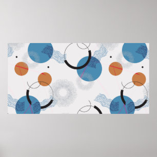 Poster vintage abstrato geométrico e molas de pincel