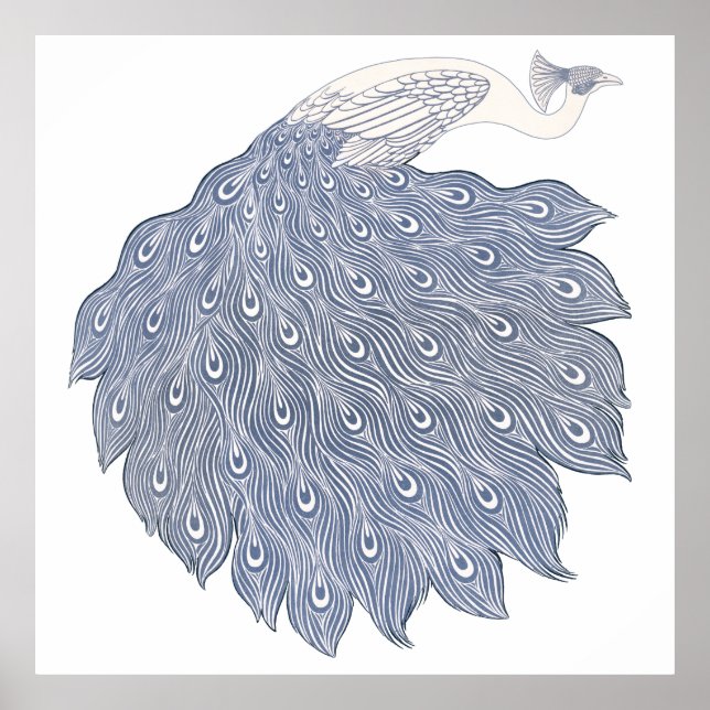 Poster Vintage abstrato pavão (Frente)