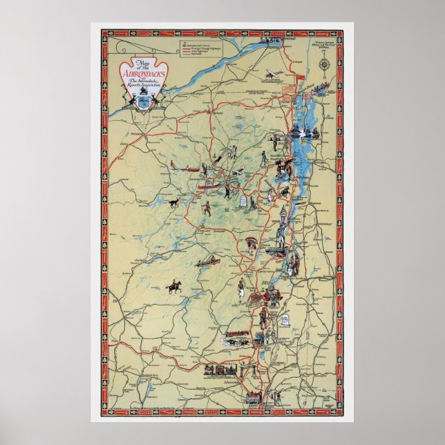 Poster Vintage Adirondacks - 1929 (Frente)