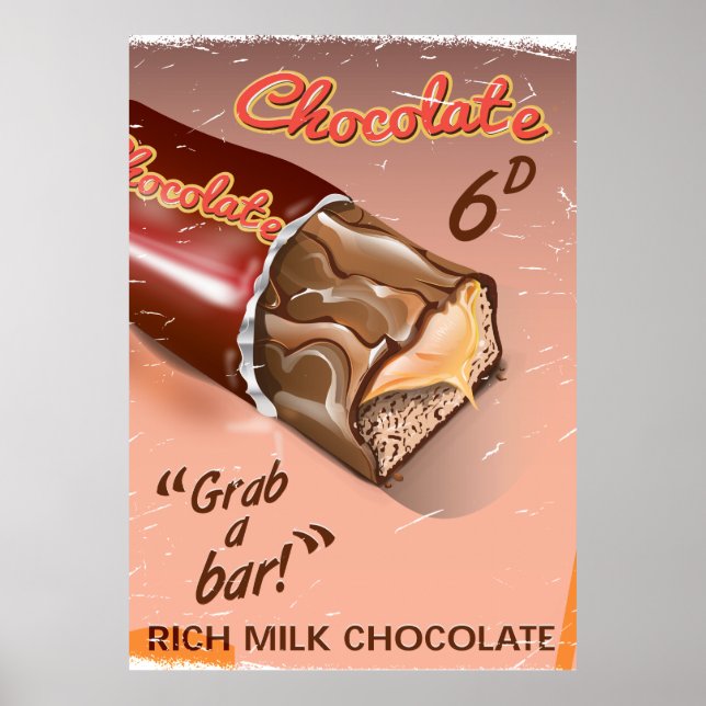 Poster Vintage Advertência de Chocolate. (Frente)