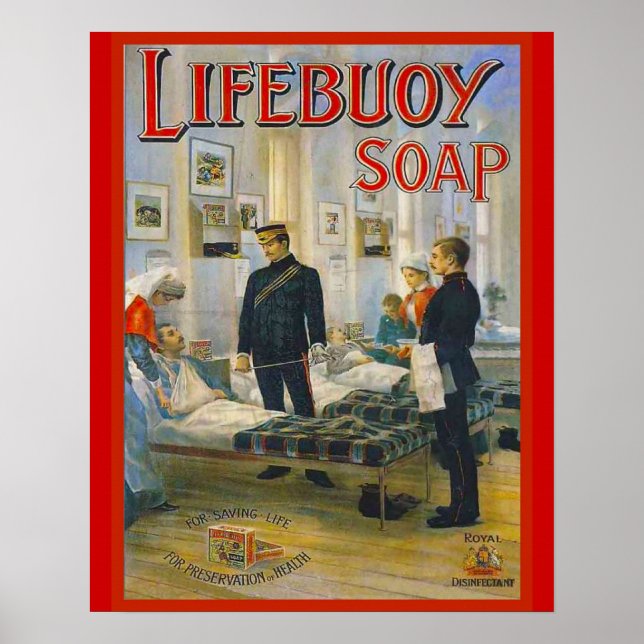 Póster Vintage Advertisement, Lifebuoy Soap (Frente)
