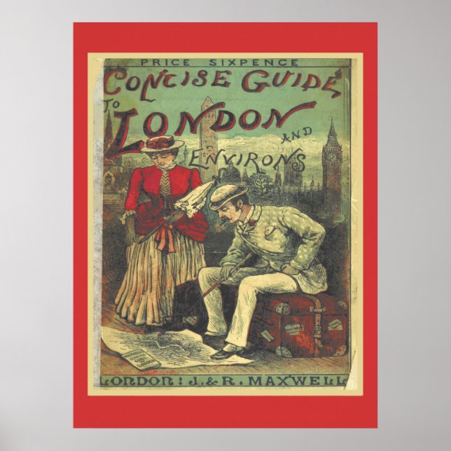 Poster Vintage Advertising Viagem Guide to London England (Frente)
