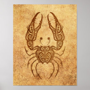 Poster Vintage Aged Cancer Zodiac