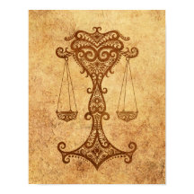 Vintage Aged Libra Zodiac