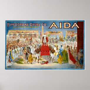 Póster Vintage Aida Hippodrome Opera Company