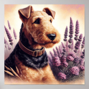 Poster Vintage Airedale Terrier Painting