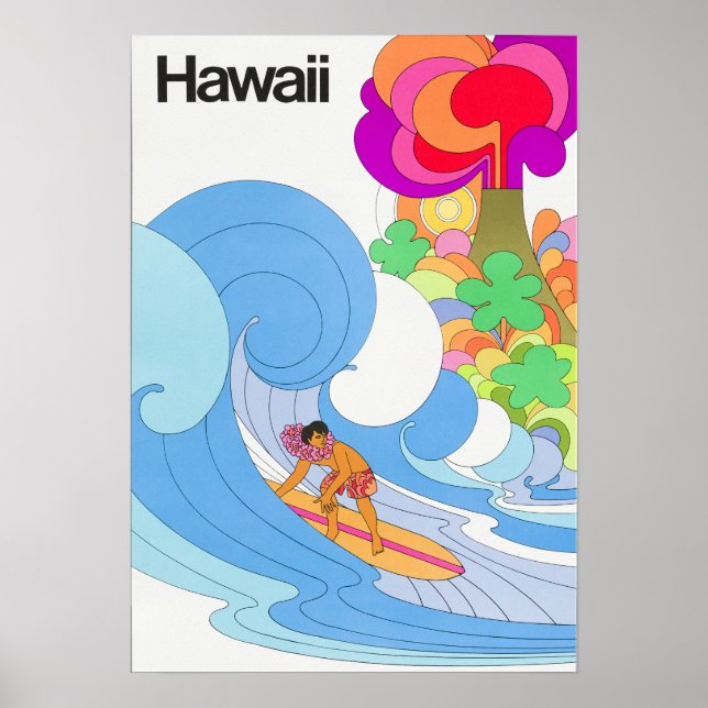 Póster Vintage Airline Hawaii Viagem (Frente)