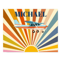 Vintage Airplane Cessna Retro Sunset Custom