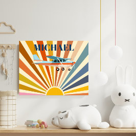 Poster Vintage Airplane Cessna Retro Sunset Custom