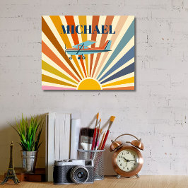 Poster Vintage Airplane Cessna Retro Sunset Custom