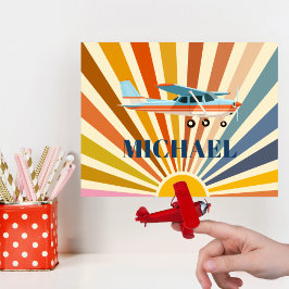 Poster Vintage Airplane Cessna Retro Sunset Custom