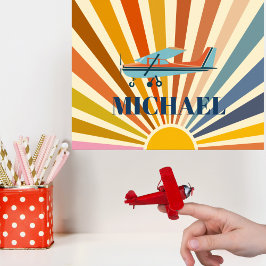 Poster Vintage Airplane Cessna Retro Sunset Custom