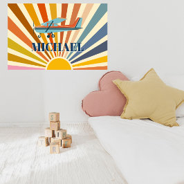 Poster Vintage Airplane Cessna Retro Sunset Custom