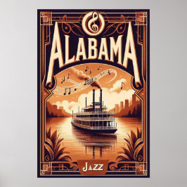 Poster Vintage Alabama Jazz RiverPoster