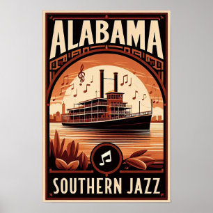 Poster Vintage Alabama Jazz RiverPoster