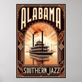 Poster Vintage Alabama Jazz RiverPoster