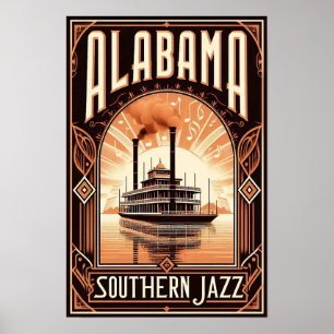 Poster Vintage Alabama Jazz RiverPoster