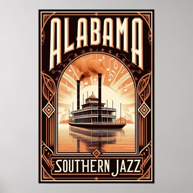 Poster Vintage Alabama Jazz RiverPoster (Frente)
