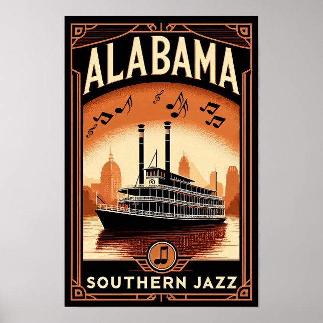 Poster Vintage Alabama Jazz RiverPoster (Frente)