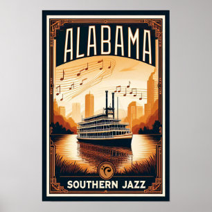 Poster Vintage Alabama Jazz RiverPoster