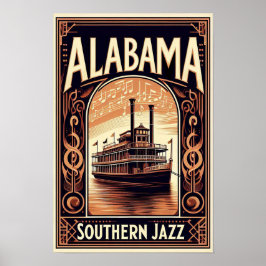 Poster Vintage Alabama Jazz RiverPoster